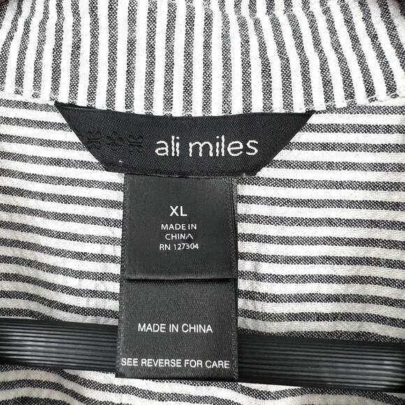 Ali Miles Sz XL Wearable Art to Wear White Gray Abstract Blouse Shirt Top Artsy - Picture 2 of 10